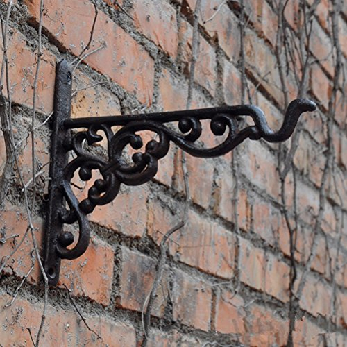 TentHome Blumenhaken Landhaus Blumenhalter Wand Blumenampel Halterung Garten Haken für Hanging Basket Wandhalterung Gusseisen Befestigung für Hängekörbe Kleines Blumenmuster