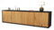 Stil.Zeit TV Schrank Lowboard Antonia, Korpus anthrazit matt, Front Holz-Design Eiche (180x49x35cm), mit Push-to-Open Technik