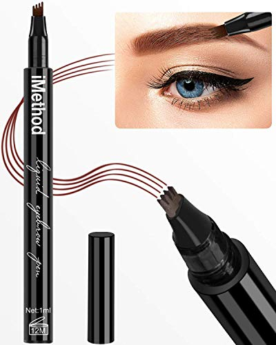 iMethod Augenbrauen-Stift mit Microblading Augenbrauen-Stift mit Mikro-Gabelspitzen-Applikator, Rotbraun