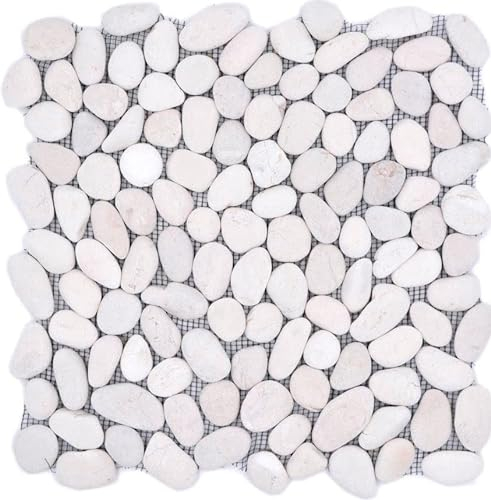 MOS30-0102 - Piatto doccia a forma di ciottoli, colore: bianco crema