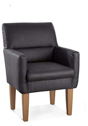 CAVADORE Diningsessel Kira, Polstersessel für Küche, Esszimmer oder Wohnküche in Büffellederoptik, Passend zur Küchengarnitur Kira, 66 x 96 x 71, Mikrofaser: dunkelgrau