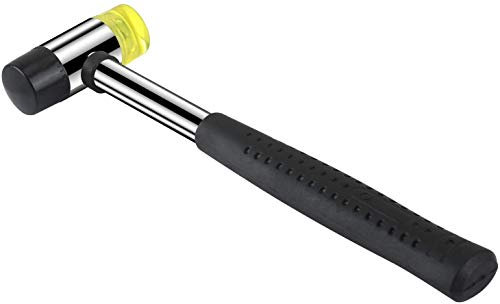 Bahob® High Quality Rubber Mallet Hammer 25mm Dual Head Nylon Black Plastic Coated Grip