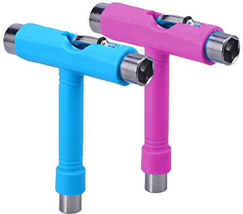 GOODGDN 2 Pack Skate Multifunktions-Portable Skateboard T Tool Zubehör mit T-Type Inbusschlüssel,T-Tool Schraubenschlüssel für Skateboard Scooter Longboard Skateboard Reparaturwerkzeuge