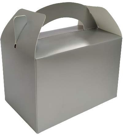 4 Square Coloured Design Children/Kids Party Boxes Carry Meal/Food Fun Picnic Birthday Wedding Favour/Baby Shower Party Box Loot Bag Gift Boxes All Occasions (30 Boxes, Silver)