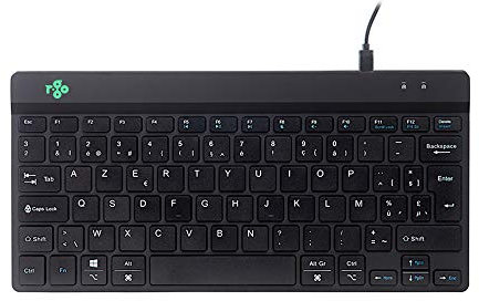 R-Go Tools Clavier Compact Break, avec Logiciel de Pause Anti-RSI, Ultra-Mince, 2xUSB-C pour Clavier numérique Externe, AZERTY (BE), Filaire, pour Windows/Mac, Noir