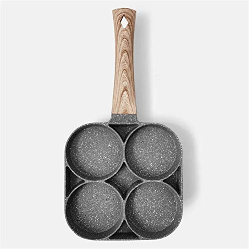 4-Loch-Omelett-Pfanne Brat-Topf verdicktes Non-Stick Ei Pancake Steak-Kochen-Pan Hamburg-Brot-Frühstückshersteller-Induktionskocher (Color : Light Grey)