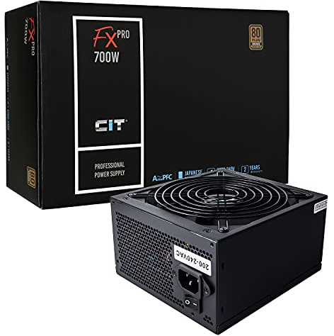 CiT FX Pro 400W PSU – Non-Modular Power Supply Unit with Active PFC - Japanese TK Capacitor - 88% Efficiency - 14cm Silent Cooling Fan - Gaming PC PSU - 80 Plus Bronze Certified | Black