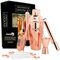 Homiu Cocktail Shaker Set Rose Gold | 10-Piece Stainless Steel Bartender Kit | Cocktail Shaker Recipes Booklet Double Jigger, Ice Tongs, Stirrer, Cocktail Sticks | Drink Mixing, Home, Bar, Party