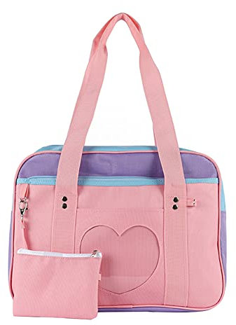 Fuaensm Ita Tasche Herzform Fenster Japanische Schule Handtasche Schulter Geldbörse Große JK Tasche Mädchen Duffle Geldbörse Anime Schulranzen für Lolita Comic DIY Cosplay, Bunt, 36