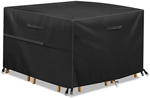 Garden Furniture Covers, Patio Furniture Covers Anti-UV Outdoor Furniture Covers with Handle Strap Drawstring Buckle for Garden Sofa Table Chair Set (Black, 125x125x74cm)