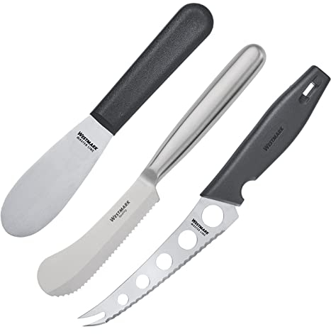 Westmark Frühstücks-Set 3-tlg.: Käse-/Butter-/Frühstücksmesser, Rostfreier Edelstahl/Kunststoff, Silber/Schwarz, 135922E6