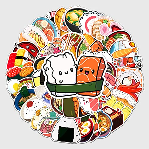 Sushi Aufkleber 50 Stück Scrapbooking Set Japenisches Essen Aesthetic Decals für Auto Motorräder Fahrrad Skateboard Snowboard Gitarre Wasserflaschen Gepäck Reisekoffer Laptop MacBook
