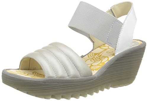 Fly London Damen Yiko414fly Sandale, Silver Offwhite, 42 EU