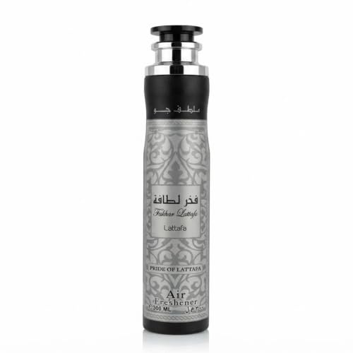 Lattafa Fakhar Silver Air Freshener Spray 300ml - Luxury Home & Room Spray with Fresh Spicy, Woody, Amber, Citrus & Musk Notes - Long Lasting Air Freshener for Home, Office & Car