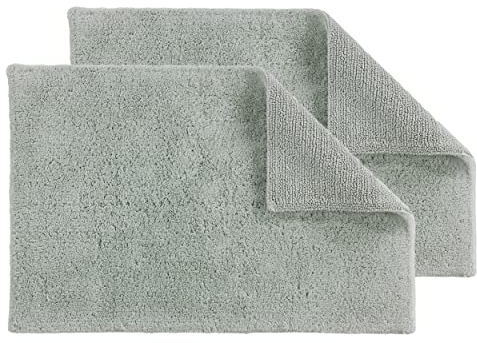 Schöner Wohnen Kollektion Badteppich einfarbig Mint - 2er Set 40 x 60 cm – waschbare Badematte rutschfest Badezimmer - 100% Baumwolle – Duschvorleger Trockner geeignet