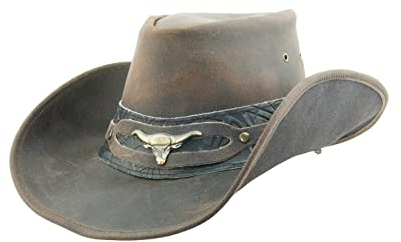 Black Jungle Ontario Outdoor Western Lederhut Australien Cowboy Lederhüte Reiterhut Unisex (as3, Alpha, m, Braun/Schwarz)