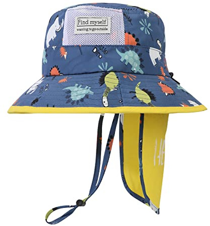 Jupsk Barn Solhatt Anti-UV UPF 50+ Bucket Hat Dinosaurie Fiskare Bucket Hat för Tjej Pojke 1–5 år