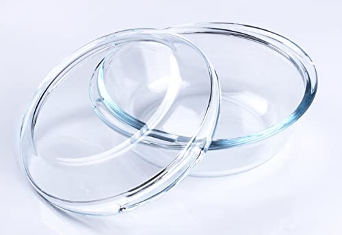 HUSANMP Juego de fuente redonda de cristal templado, 0,5 L de cristal con tapa para horno, congelador y lavavajillas