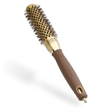 Olivia Garden Expert Blowout Shine – Gold & Braun - 25 - Runde, antistatische Keramikbürste für glänzende und frizzfreie Blowouts