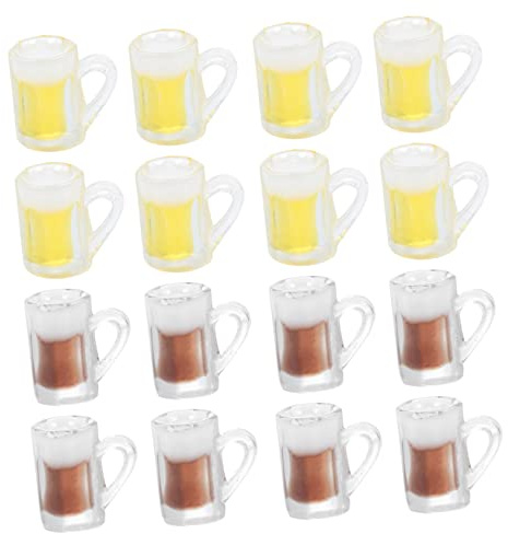 ifundom Bierkrug Anhänger Harz 24 Stück Kleiner Bierbecher Schlüsselanhänger Selbstgemacht Schmuckzubehör Ohrringanhänger Dekorative Simulation Bier Tasse Farbe Sortiert für Party Tasche