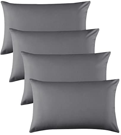 Hafaa Pillow Cases 4 Pack – Easy Care Soft Brushed Microfiber Grey Pillow cases - Wrinkle, Fade, Stain Resistant with Envelope Closure Bed Pillow Covers Protectors, 50x75 cm