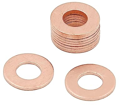 10 arandelas de cobre M10 de anillo plano para tapón de sumidero, junta de sellado de aceite (M10 x 20 x 1,0)