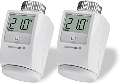 Homematic IP Smart Home Heizkörperthermostat 2er-Set, digitaler Thermostat Heizung, Heizungsthermostat, Steuerung per App, Alexa & Google Assistant, einfache Installation, Energie sparen, 140280A0