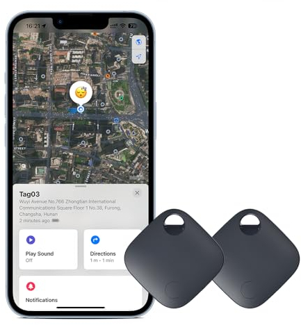 TKMARS Smart Bluetooth Item Finder 2 Pack Kompatibel mit Apple Pet Tracker (nur IOS System) 80 Dezibel Wasserdicht Anti-Verlust-Schlüsselfinder für ältere Menschen Brieftasche Weiß