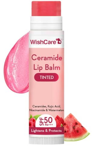 WishCare Getönter Ceramid-Lippenbalsam mit LSF 50 PA+++, Kojisäure und Niacinamid, für Lippenaufhellung und Schutz, 5 g