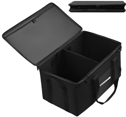 Yorkenbe 45L Camping Organizer, Heavy Duty Waterproof Camping Storage for Cooking Utensils and Cookware, with Hard Bottom, Camping Bag with Zippered Lid for RV, Hiking