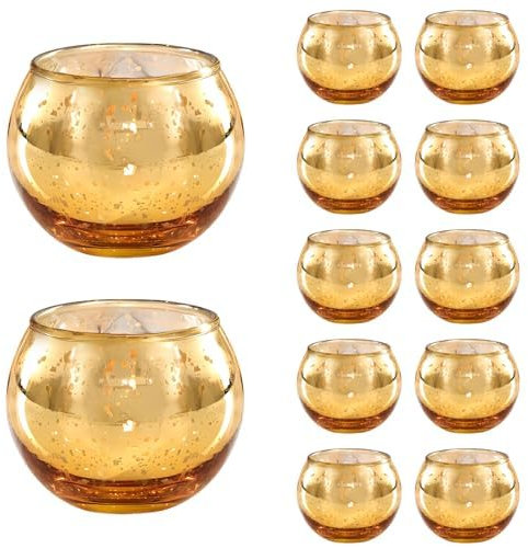 Silber Votivkerzenhalter, Quecksilberglas, Teelichthalter, 12er-Set, Teelichthalter aus Glas für Hochzeit, Party, Heimdekoration