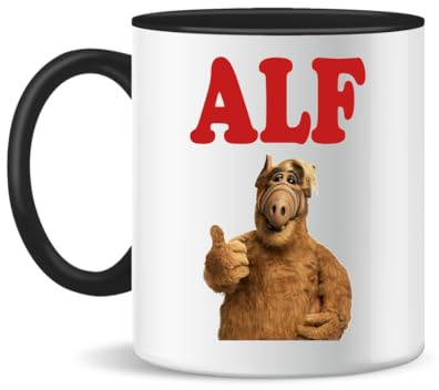 Alf Portrait Tv Show Design Keramiktasse für Tee und Kaffee, 300ml, Magic White Pink Black 330ml