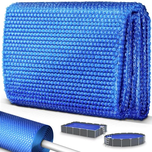 tillvex Bâche à Bulles pour Piscine Ronde et rectangulaire | Bâche de Protection Solaire de 120 µm d'épaisseur | Découpe individuelle | Chauffage de Piscine pour Eau Chaude (Bleu, 400 cm)