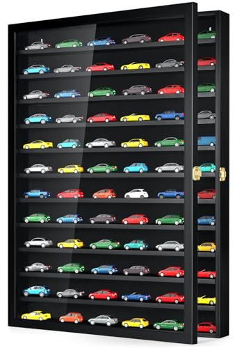 TJ.MOREE Modellauto Vitrine 1/64 Maßstab Druckguss Wandmontage für Mini-Spielzeug und kleine Räder, schwarz – 12 Etagen