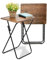 FurnitureR Folding Tables Foldable TV Tray Dinner Snack Trays Set of 2, Industrial Style Sofa Bedside Tables with X-Frames, Small Laptop Table in wood,2pcs, Brown