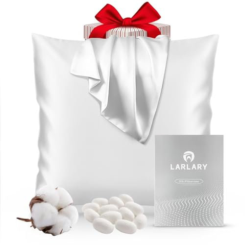 Larlary Seidenkissenbezug - 90% Seide, 10% Baumwolle, Für Kissenbezug, Kissenhülle, Weich und Hypoallergen (1, Weiß, 80x80cm)