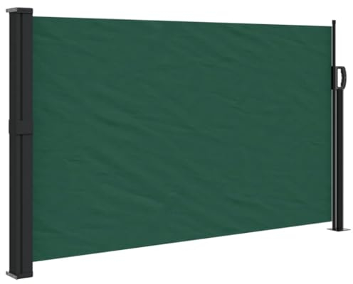 vidaXL Seitenmarkise, Sichtschutz Ausziehbar, Windschutz Sonnenschutz für Garten Balkon Terrasse, Seitenrollo Seitenwandmarkise, Dunkelgrün 117x300cm