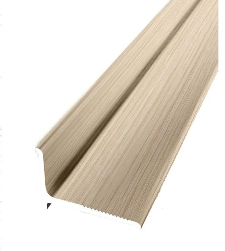 PROVISTON | Abschlussprofil | Breite: 21 mm | Höhe: 2 mm | Länge: 2700 mm | Aluminium Pulverbeschichtet | Wandabschlussprofil | Gerillt | Eiche weiß gekalkt | Selbstklebend