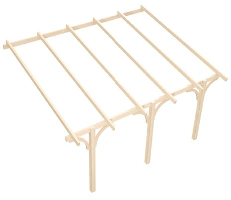 Wood&Play - Carport Überdachung - Einzelcarport aus Holz mit Dacheindeckung - Abstellplatz Holz Pavillon - KVH Holzkammer - Wandmontage - 410x525cm - Bogen Stoß - 12x12x215cm