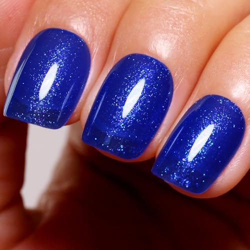 Ozzeal UV Nagellack Glitzer Marine Blau Schillernd - Glitzernder Regenbogen Gel Nail Polish für Herbst Winter - Soak Off UV Led Maniküre 15ML