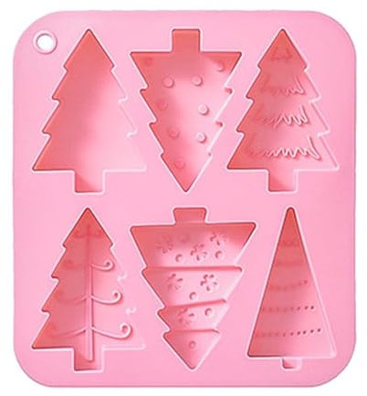 EIHI Moule Chocolat, Moule Silicone Noel, Moule à Sucettes en Silicone - 6 Cavités d'arbre de Noël, Moules à Sucettes pour Chocolat, Bonbons, 1 pièce
