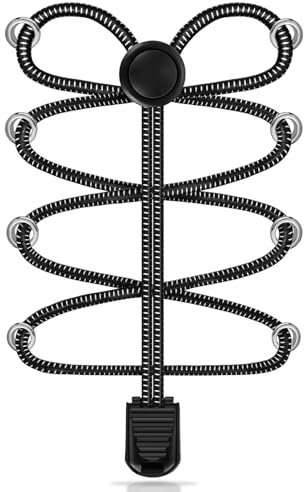 AIXMEET 1 Paar Elastische Schnürsenkel Ohne Binden, 100CM Sport Schnürsenkel mit Schnellverschluss, Gummi Schnürsenkel für Kinder, ältere Menschen, Läufer (1 pair black dot)
