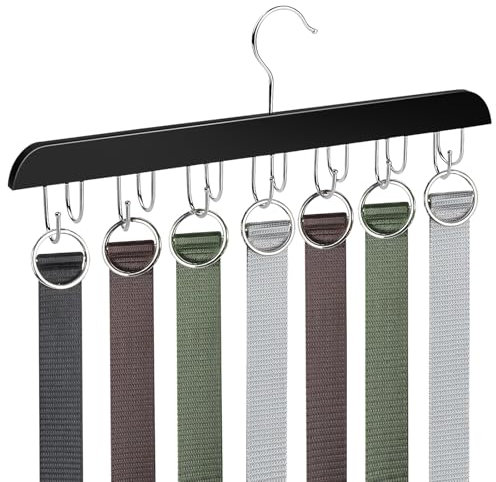 1 colgador de cinturón giratorio, soporte para corbata estable con 14 ganchos, organizador giratorio de 360° para camisetas de tirantes, bufandas, corbatas, bolsos