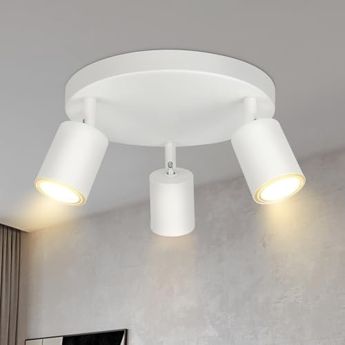 Lichtmaler LED Deckenstrahler 3 Flammig Deckelampe - Deckeleuchte Weiß GU10 Deckenspots Schwenkbar 350° Spotlight Modern Spots für Flur Wohnzimmer Schlafzimmer, Ohne Leuchtmittel