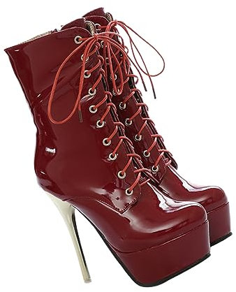 Holibanna 1 Paio Stivali Medi in Pelle Verniciata Stivali Di Moda Per Le Donne Stivaletti Rossi Tacchi Rossi Da Donna Stivali Chic Rosso Aiuta Il Materiale Della Superficie: Pelle Verniciata