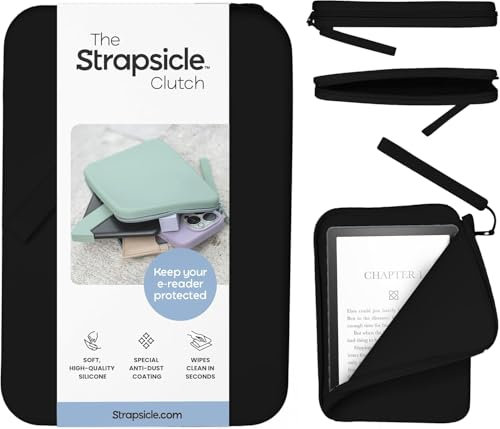 Strapsicle Pochette in silicone per Kindle ed e-reader, borsa multiuso per telefono, portafoglio e chiavi, adatta per Kindle da 6, Kobos, Nook, 6.8, Paperwhite, iPad Mini 6, rivestimento