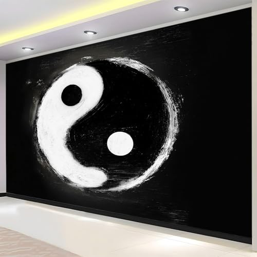 Vlies Fototapete Chinesisches Schwarz 3D Effekt 250x175 Yin Und Yang Foto Tapete Schlafzimmer Wohnzimmer Moderne XXL Wandtapete Groß Vliestapete Fototapeten Poster Wand Dekoration a.2203