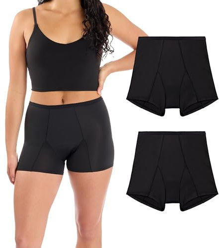 Proof. by Always Period Underwear Overnight Boyshort 2er-Pack waschbare auslaufsichere Periodenhöschen für Damen, Schwarz, M