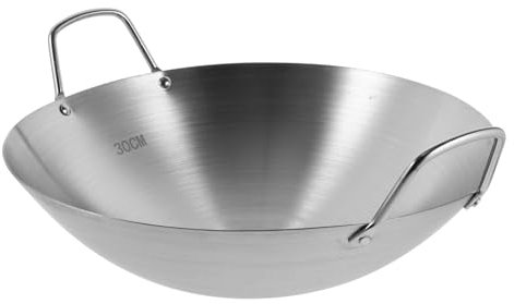 MOTHNUR 30cm Stainless Steel Frying Pot and Cooking Wok Double Handles Thickened Dry Pot Suitable for Home Kitchen Stir Fry and