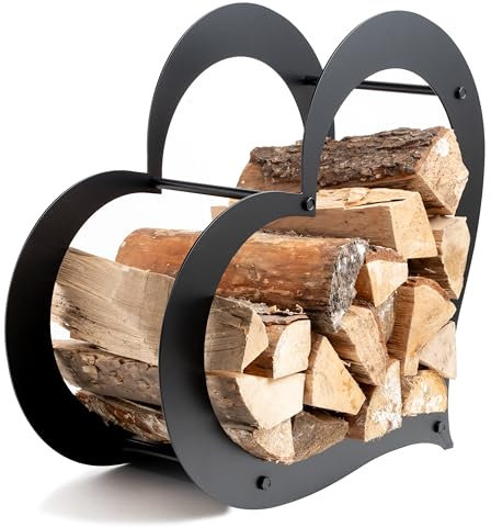 Neustein Kaminholzregal Herz 55x55x24,5cm Kaminholzständer Feuerholzregal Brennholzregal metall schwarz stehend Holzregal (schwarz)